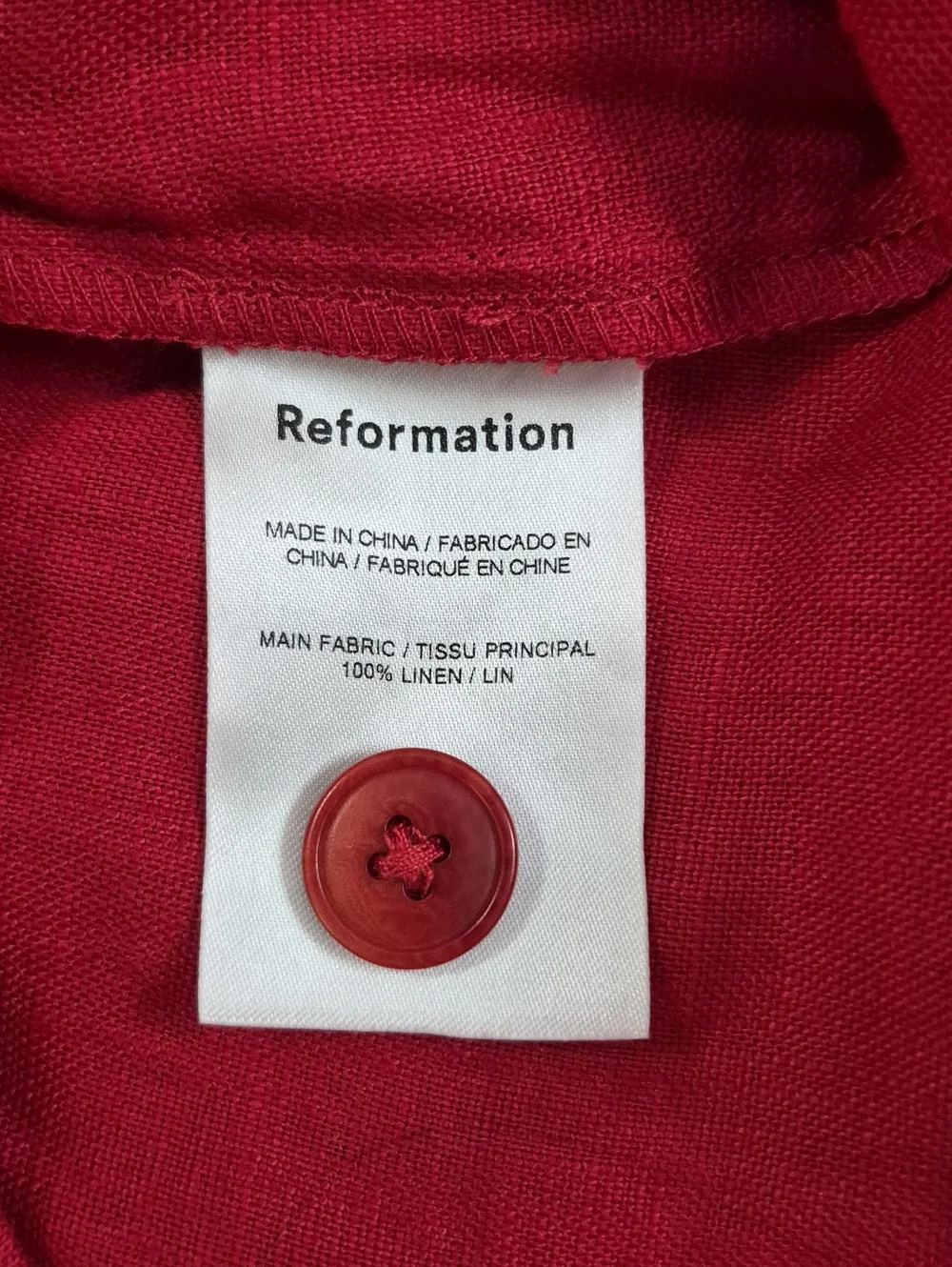 REFORMATION Silvie Linen Wide Leg Pants In Lipstick Red Size 10